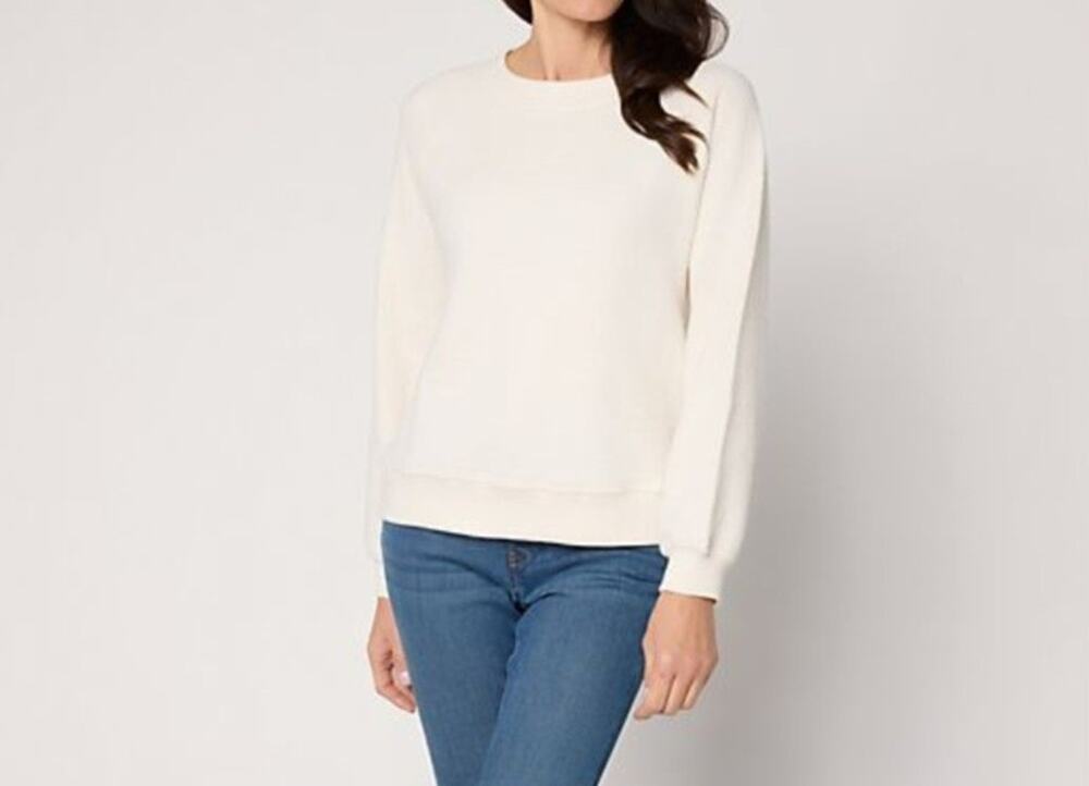 Peace Love World Slub French Terry Sweatshirt Size XS Cream A714563 EUC